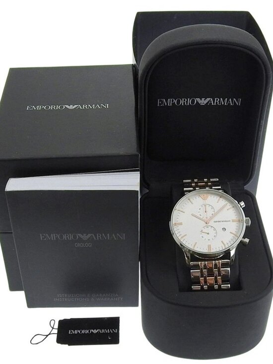 ARMANI Watches AR-0399 Silverx Gold whiteDial Stainless Steel Quartz Chron... main image 12